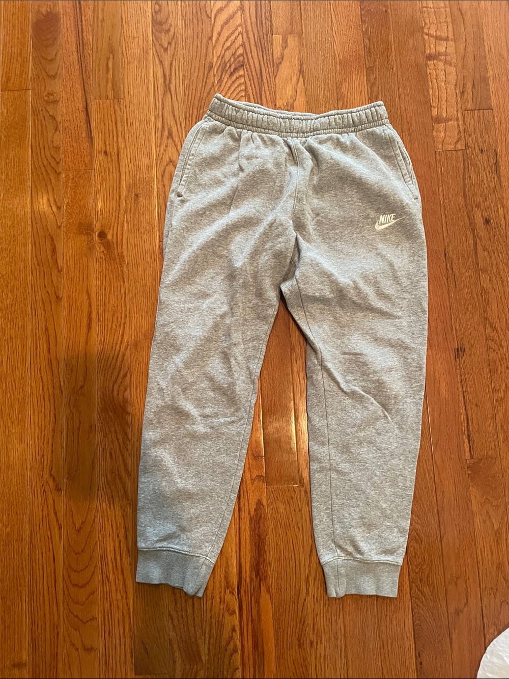 Nike Gray Fleece Joggers with White Swoosh